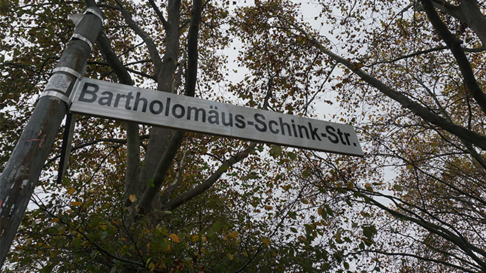 Straßenschild der Bartholomäus Schink Straße