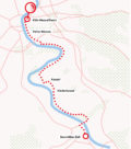 Grafik mit einer Karte von der Fahrradroute Köln Messe/Deutz - Bonn/Alter Zoll