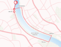 Grafik mit einer Karte von der Fahrradroute Rheinufer Bonn
